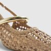 Beige Woven Instep Trim Court Heels
