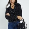Black 3D Floral Laser Cut Bucket Bag