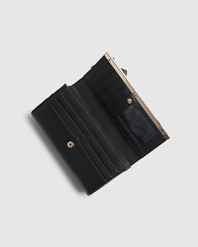 Black 3D Floral Laser Cut Clip Top Purse