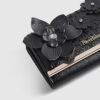 Black 3D Floral Laser Cut Clip Top Purse