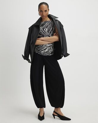 Black Animal Print Ruched Short Sleeve Top