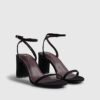 Black Barely There Heeled Sandals