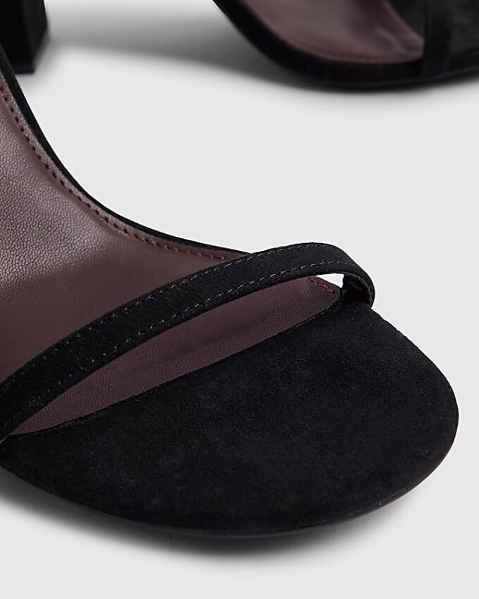 Black Barely There Heeled Sandals