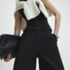 Black Barrel Leg Trousers