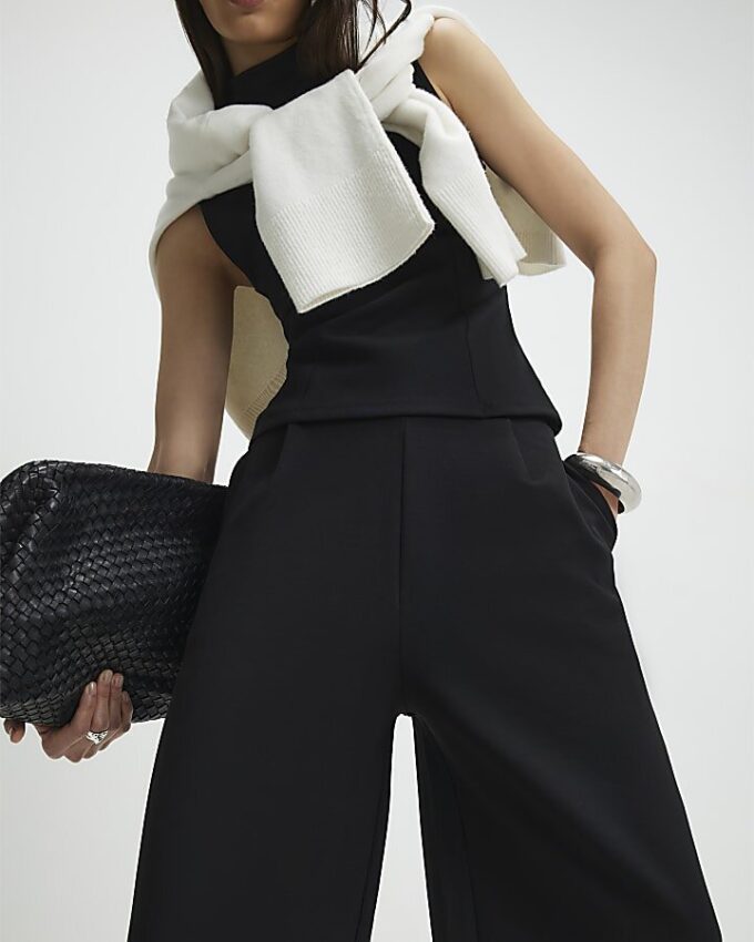 Black Barrel Leg Trousers