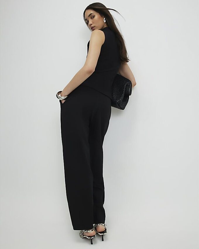 Black Barrel Leg Trousers