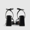 Black Block Heel Cross Strap Heeled Sandals