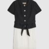 Black Boucle Hybrid Mini Dress