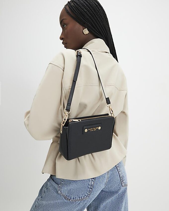 Black Boxy Cross Body Bag