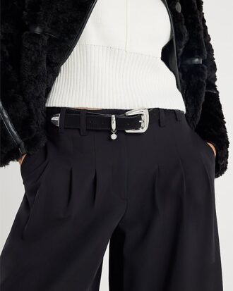 Black Bubble Buckle Suede Belt