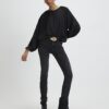 Black Bubble Hem Blouse