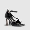 Black Buckle Strap Heeled Sandals