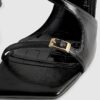 Black Buckle Strap Heeled Sandals