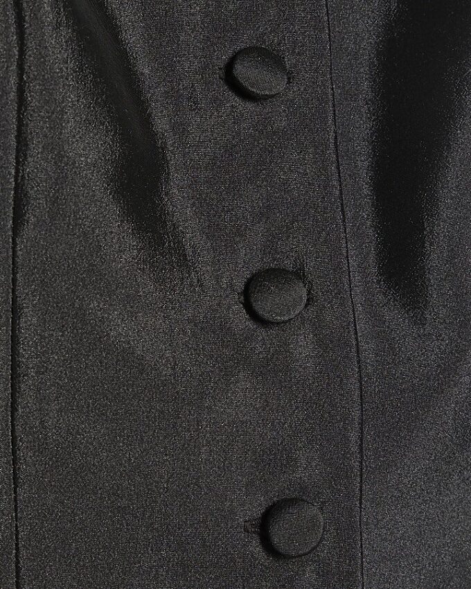 Black Button Puff Sleeve Top