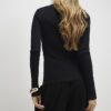 Black Button Shoulder Rib Top