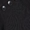Black Button Shoulder Rib Top