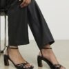 Black Caged Heeled Sandals