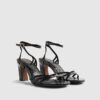 Black Caged Heeled Sandals