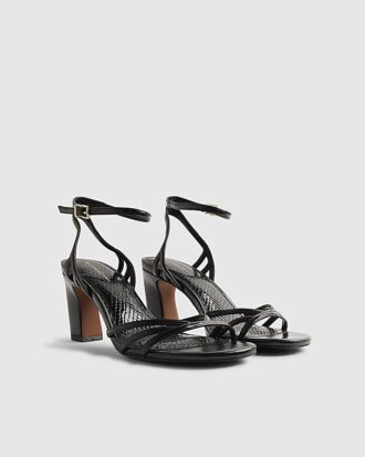 Black Caged Heeled Sandals