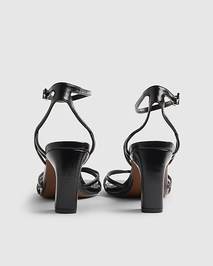 Black Caged Heeled Sandals