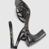 Black Caged Heeled Sandals