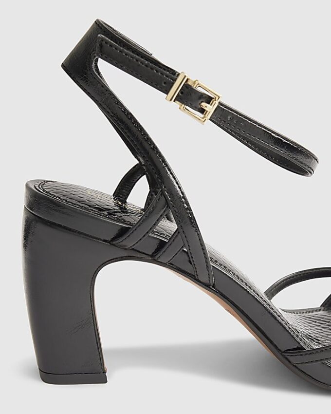 Black Caged Heeled Sandals