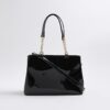 Black Chain Handle Embossed Tote Bag