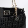 Black Chain Handle Embossed Tote Bag