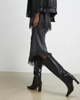 Black Chisel Toe High Leg Boots