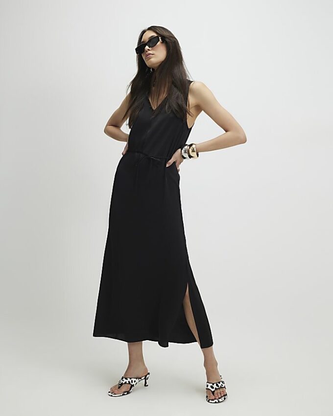 Black Column Midi Dress