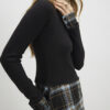 Black Cosy Check Hem Top