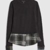 Black Cosy Check Hem Top