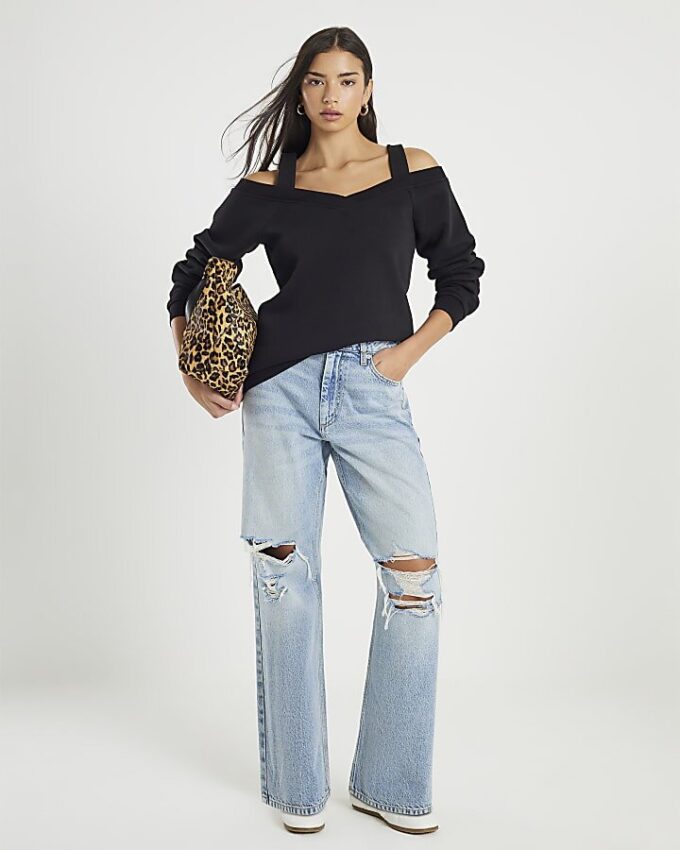 Black Cut Away Sweatshirt