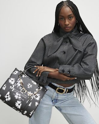 Black Daisy Chain Tote Bag