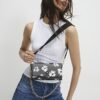 Black Daisy Print Cross Body Bag