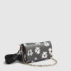 Black Daisy Print Cross Body Bag
