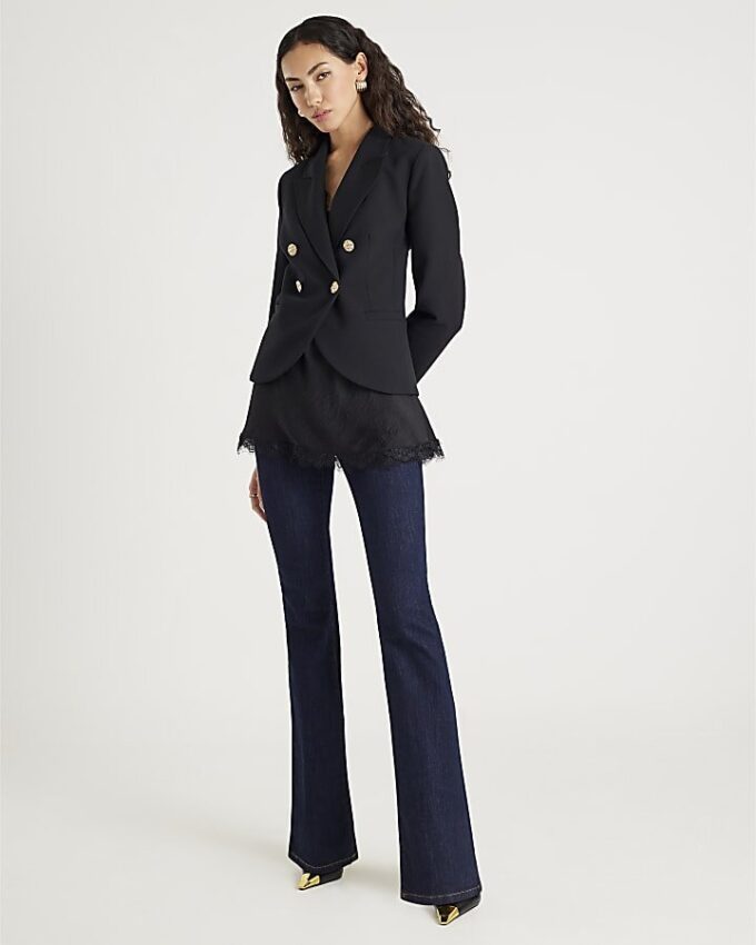 Black Double Breasted Military Blazer