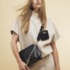 Black Embossed Chain Cross Body Bag