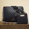 Black Embossed Chain Cross Body Bag