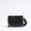 Black Embossed Chain Cross Body Bag