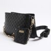 Black Embossed Chain Cross Body Bag