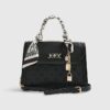 Black Embossed Charm Tote Bag