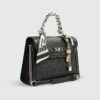 Black Embossed Charm Tote Bag