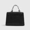 Black Embossed Charm Tote Bag
