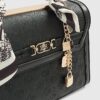 Black Embossed Charm Tote Bag
