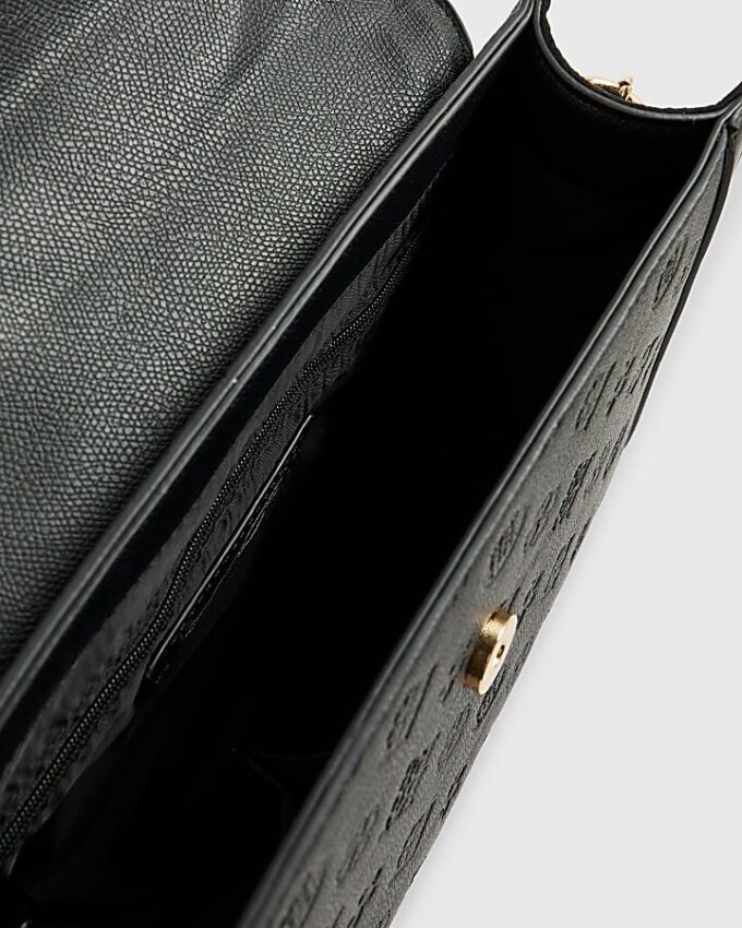 Black Embossed Charm Tote Bag