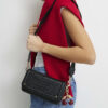 Black Embossed Cherry Charm Cross Body Bag
