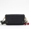 Black Embossed Cherry Charm Cross Body Bag