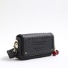 Black Embossed Cherry Charm Cross Body Bag