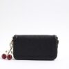 Black Embossed Cherry Charm Cross Body Bag